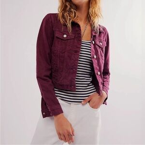 We the Free NWT Rumors Denim Jacket Wild Ginger Wine Purple